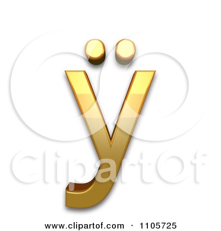 3d Gold  small letter y with diaeresis Clipart Royalty Free CGI Illustration by Leo Blanchette