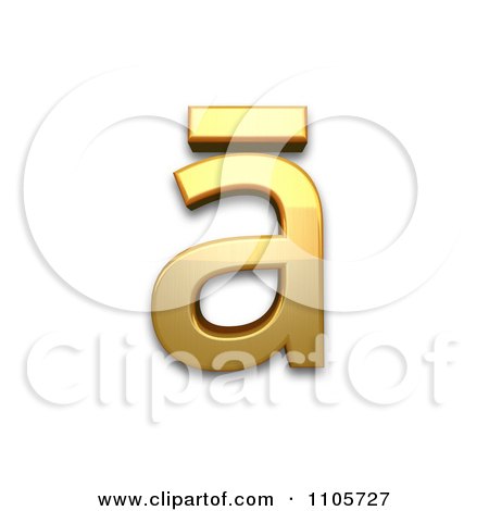 3d Gold  small letter a with macron Clipart Royalty Free CGI Illustration by Leo Blanchette