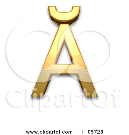 3d Gold  capital letter a with breve Clipart Royalty Free CGI Illustration by Leo Blanchette