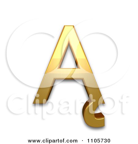 3d Gold  capital letter a with ogonek Clipart Royalty Free CGI Illustration by Leo Blanchette
