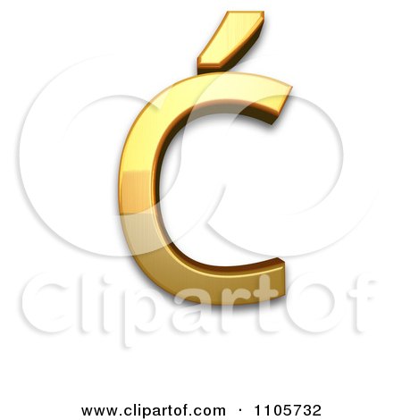 3d Gold  capital letter c with acute Clipart Royalty Free CGI Illustration by Leo Blanchette