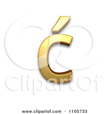 3d Gold  small letter c with acute Clipart Royalty Free CGI Illustration by Leo Blanchette