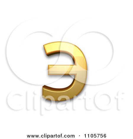 3d Gold cyrillic small letter e Clipart Royalty Free CGI Illustration by Leo Blanchette