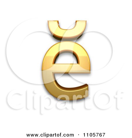 3d Gold cyrillic small letter ie with breve Clipart Royalty Free CGI Illustration by Leo Blanchette