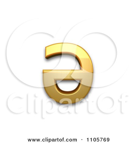 3d Gold cyrillic small letter schwa Clipart Royalty Free CGI Illustration by Leo Blanchette