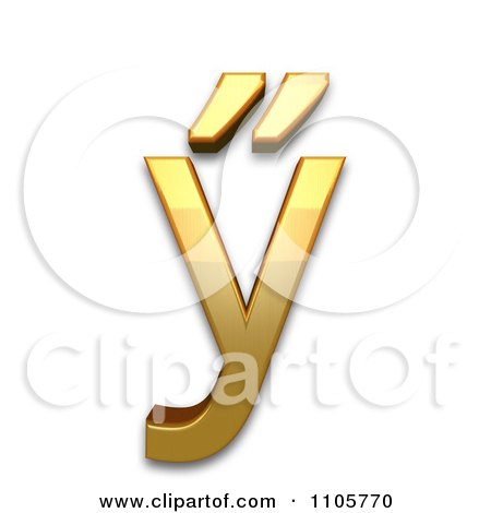 3d Gold cyrillic small letter u with double acute Clipart Royalty Free CGI Illustration by Leo Blanchette