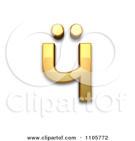 3d Gold cyrillic small letter che with diaeresis Clipart Royalty Free CGI Illustration by Leo Blanchette
