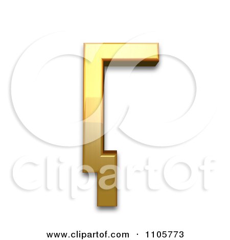3d Gold cyrillic capital letter ghe with descender Clipart Royalty Free CGI Illustration by Leo Blanchette