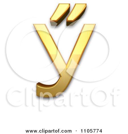 3d Gold cyrillic capital letter u with double acute Clipart Royalty Free CGI Illustration by Leo Blanchette