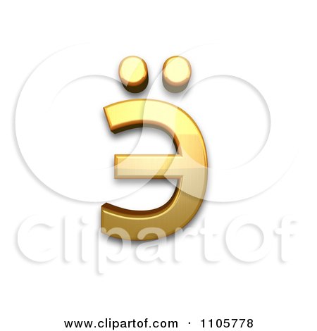 3d Gold cyrillic small letter e with diaeresis Clipart Royalty Free CGI Illustration by Leo Blanchette