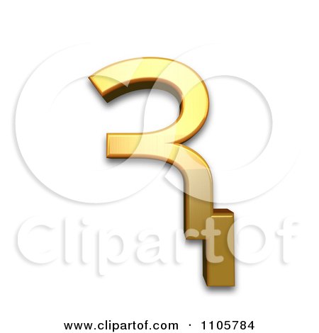 3d Gold cyrillic capital letter komi dzje Clipart Royalty Free CGI Illustration by Leo Blanchette