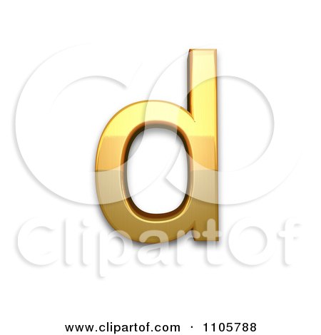 3d Gold cyrillic small letter komi de Clipart Royalty Free CGI Illustration by Leo Blanchette