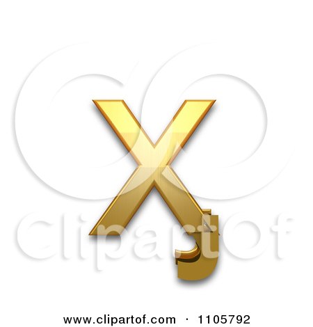 3d Gold cyrillic small letter ha with hook Clipart Royalty Free CGI Illustration by Leo Blanchette