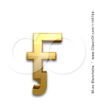 3d Gold cyrillic small letter ghe with stroke and hook Clipart Royalty Free CGI Illustration by Leo Blanchette