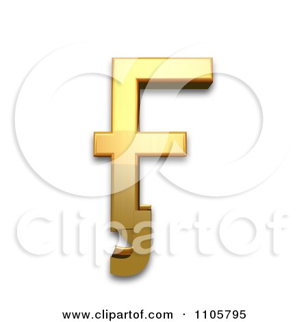 3d Gold cyrillic capital letter ghe with stroke and hook Clipart Royalty Free CGI Illustration by Leo Blanchette