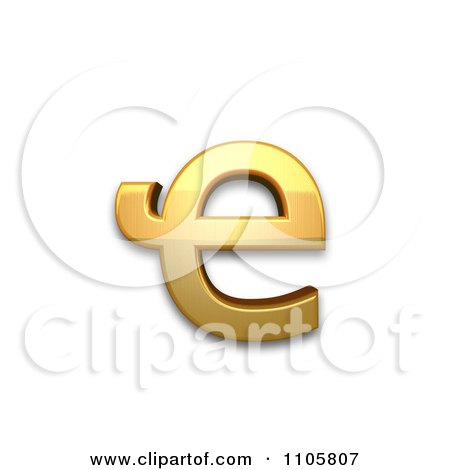 3d Gold cyrillic small letter abkhasian che Clipart Royalty Free CGI Illustration by Leo Blanchette