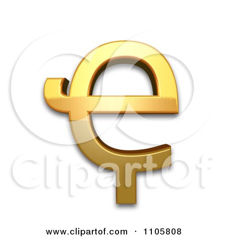 3d Gold cyrillic capital letter abkhasian che with descender Clipart Royalty Free CGI Illustration by Leo Blanchette