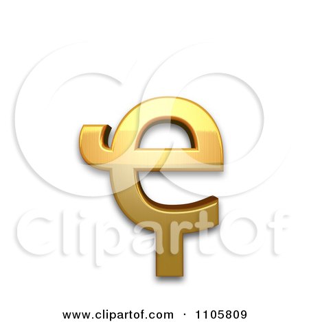 3d Gold cyrillic small letter abkhasian che with descender Clipart Royalty Free CGI Illustration by Leo Blanchette