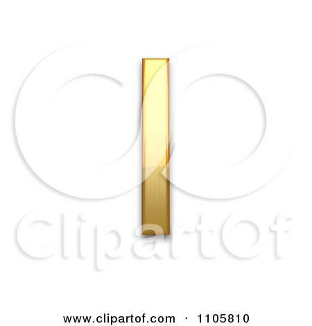 3d Gold cyrillic letter palochka Clipart Royalty Free CGI Illustration by Leo Blanchette