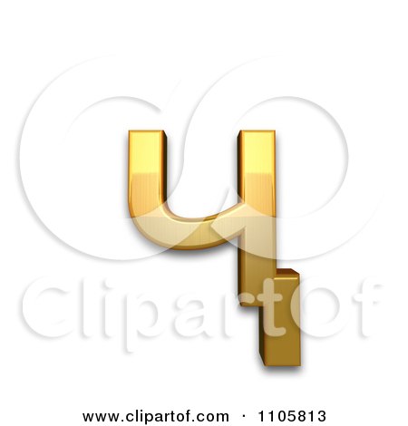 3d Gold cyrillic small letter che with descender Clipart Royalty Free CGI Illustration by Leo Blanchette
