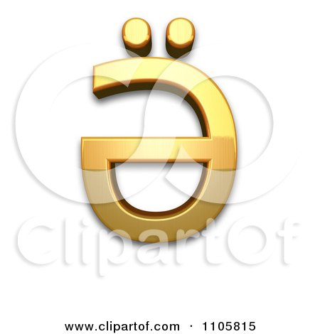 3d Gold cyrillic capital letter schwa with diaeresis Clipart Royalty Free CGI Illustration by Leo Blanchette