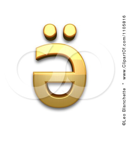 3d Gold cyrillic small letter schwa with diaeresis Clipart Royalty Free CGI Illustration by Leo Blanchette