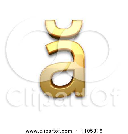 3d Gold cyrillic small letter a with breve Clipart Royalty Free CGI Illustration by Leo Blanchette