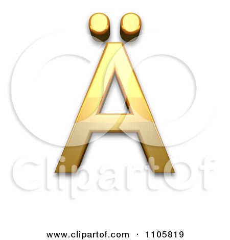 3d Gold cyrillic capital letter a with diaeresis Clipart Royalty Free CGI Illustration by Leo Blanchette
