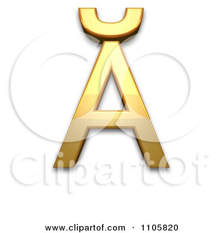 3d Gold cyrillic capital letter a with breve Clipart Royalty Free CGI Illustration by Leo Blanchette