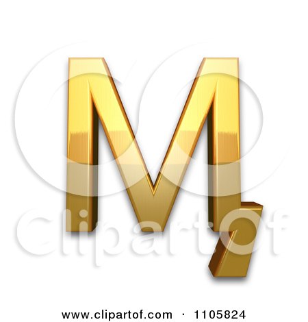 3d Gold cyrillic capital letter em with tail Clipart Royalty Free CGI Illustration by Leo Blanchette