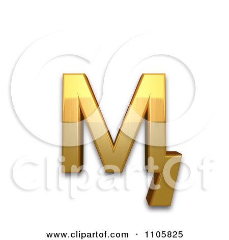 3d Gold cyrillic small letter em with tail Clipart Royalty Free CGI Illustration by Leo Blanchette