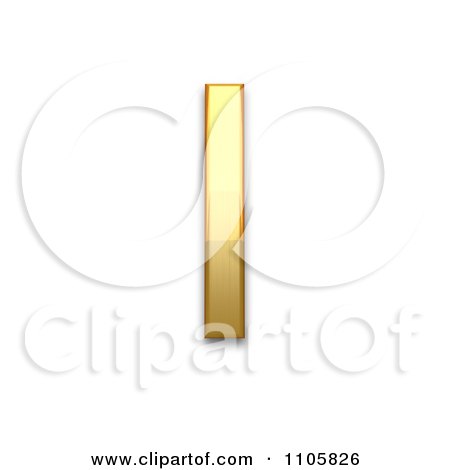 3d Gold cyrillic small letter palochka Clipart Royalty Free CGI Illustration by Leo Blanchette
