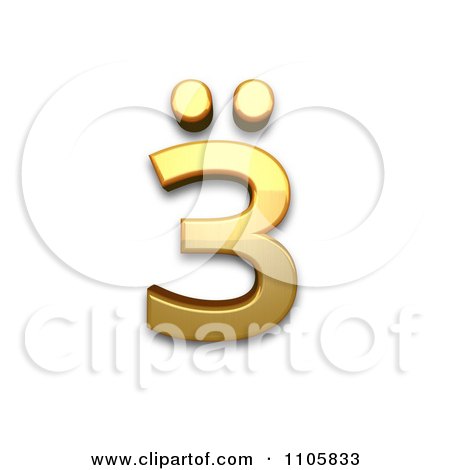 3d Gold cyrillic small letter ze with diaeresis Clipart Royalty Free CGI Illustration by Leo Blanchette