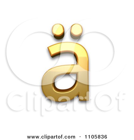 3d Gold cyrillic small letter a with diaeresis Clipart Royalty Free CGI Illustration by Leo Blanchette