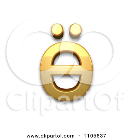 3d Gold cyrillic small letter barred o with diaeresis Clipart Royalty Free CGI Illustration by Leo Blanchette