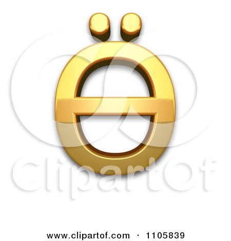 3d Gold cyrillic capital letter barred o with diaeresis Clipart Royalty Free CGI Illustration by Leo Blanchette