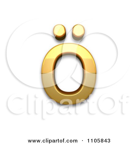 3d Gold cyrillic small letter o with diaeresis Clipart Royalty Free CGI Illustration by Leo Blanchette