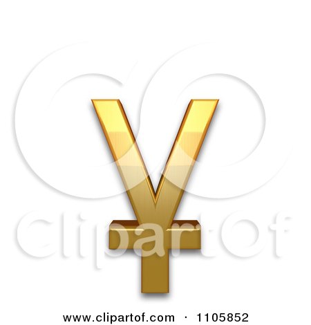3d Gold cyrillic small letter straight u with stroke Clipart Royalty Free CGI Illustration by Leo Blanchette