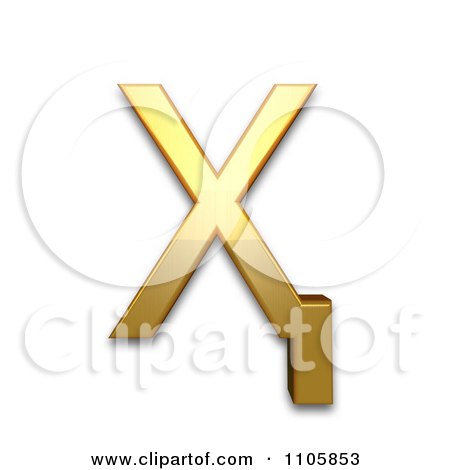 3d Gold cyrillic capital letter ha with descender Clipart Royalty Free CGI Illustration by Leo Blanchette