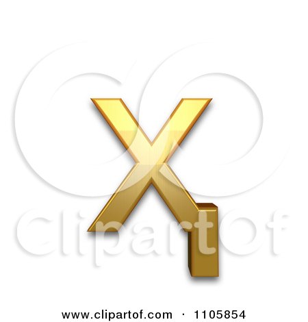 3d Gold cyrillic small letter ha with descender Clipart Royalty Free CGI Illustration by Leo Blanchette
