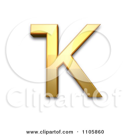 3d Gold cyrillic capital letter bashkir ka Clipart Royalty Free CGI Illustration by Leo Blanchette