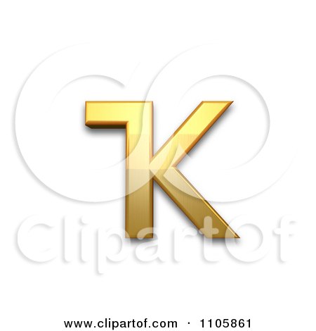 3d Gold cyrillic small letter bashkir ka Clipart Royalty Free CGI Illustration by Leo Blanchette