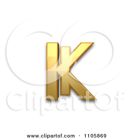 3d Gold cyrillic small letter ka with vertical stroke Clipart Royalty Free CGI Illustration by Leo Blanchette