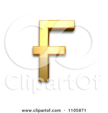 3d Gold cyrillic capital letter ghe with stroke Clipart Royalty Free CGI Illustration by Leo Blanchette
