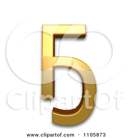 3d Gold cyrillic capital letter ghe with middle hook Clipart Royalty Free CGI Illustration by Leo Blanchette