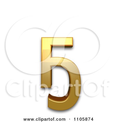 3d Gold cyrillic small letter ghe with middle hook Clipart Royalty Free CGI Illustration by Leo Blanchette