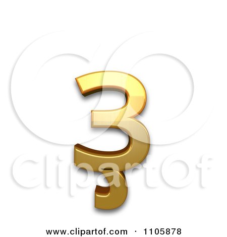3d Gold cyrillic small letter ze with descender Clipart Royalty Free CGI Illustration by Leo Blanchette