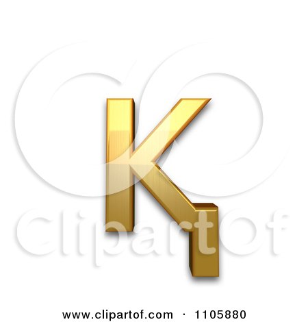 3d Gold cyrillic small letter ka with descender Clipart Royalty Free CGI Illustration by Leo Blanchette