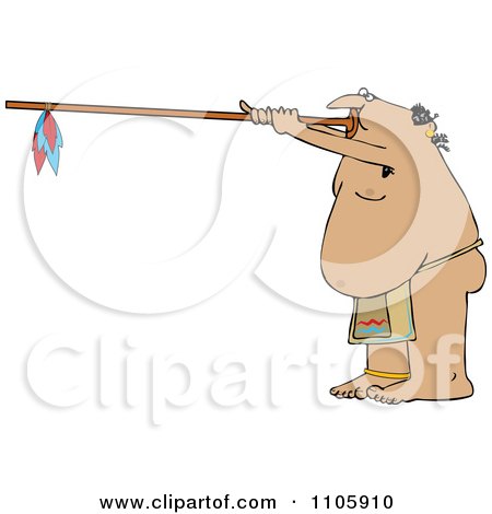 Clipart Native American Man Using A Dart Blowgun - Royalty Free Vector Illustration by djart