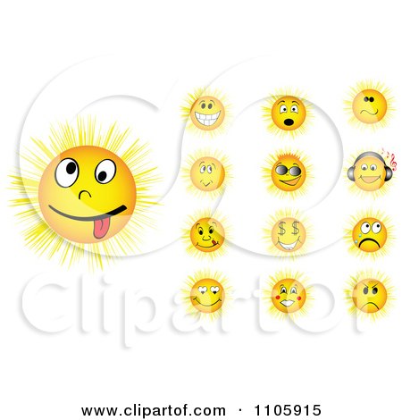 Clipart Yellow Sun Faces - Royalty Free Vector Illustration by Andrei Marincas